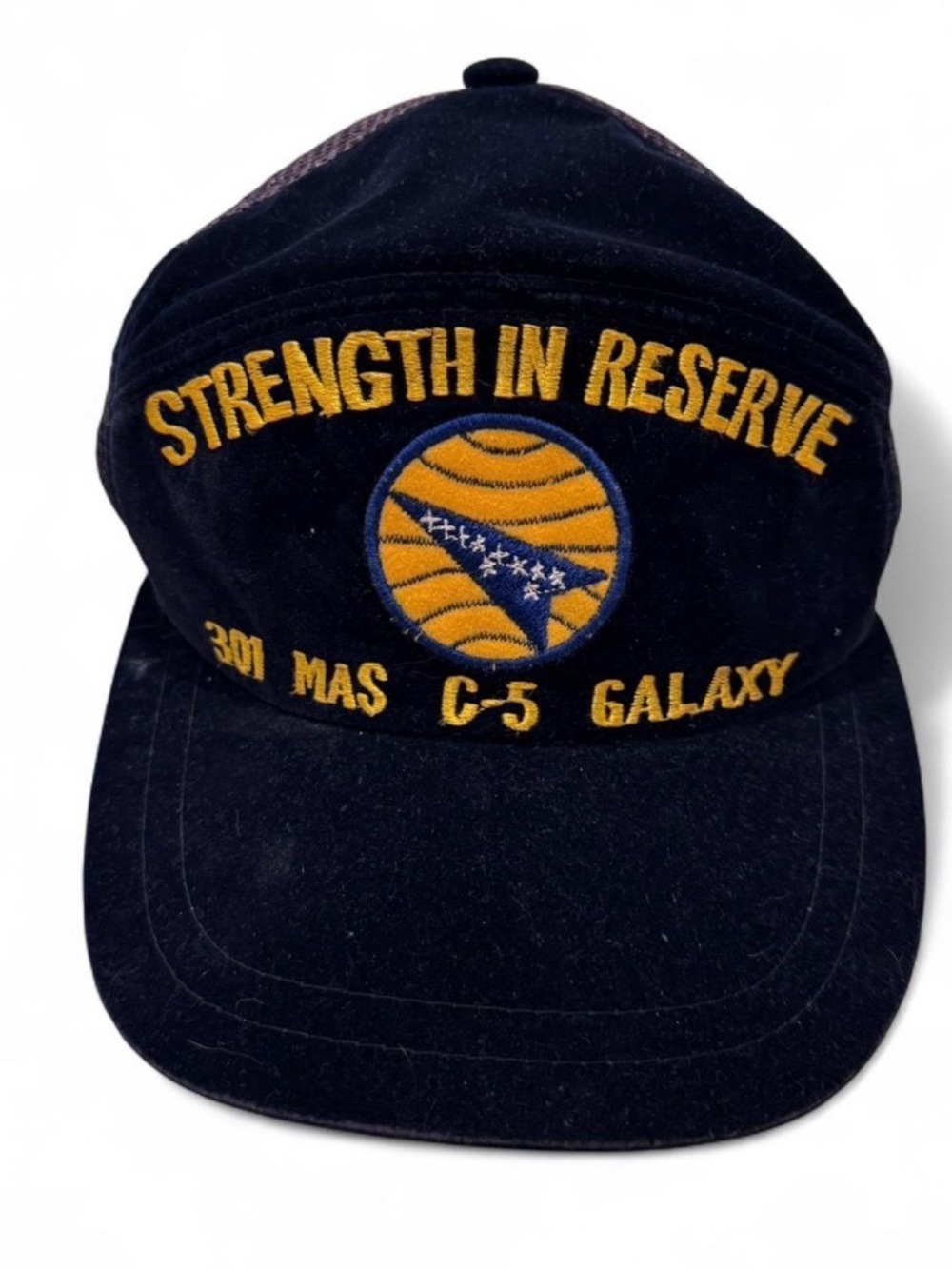 Vintage 'Strength In Reserve' Black Military Patch Hat